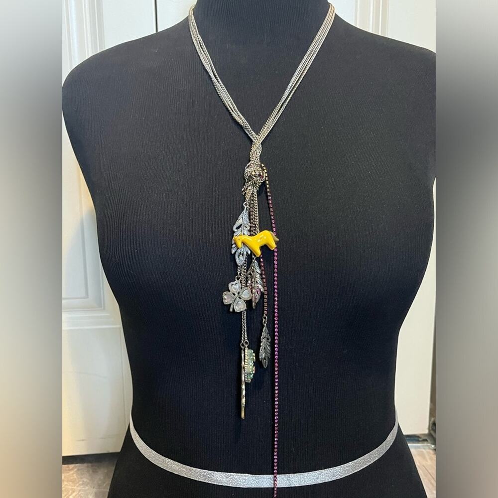Betsey Johnson Cactus, Feather, Horse multistrand necklace